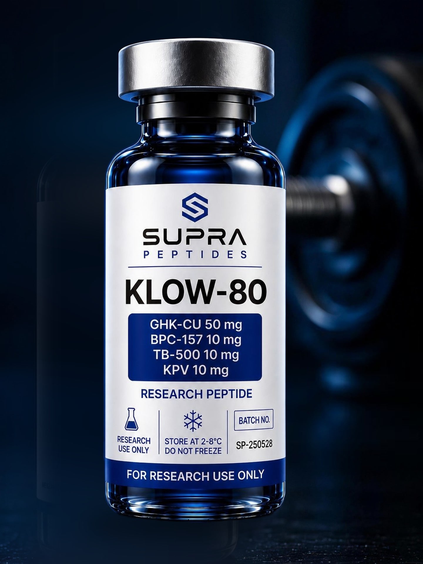 Hætteglas med KLOW-80 fra Supra Peptides
